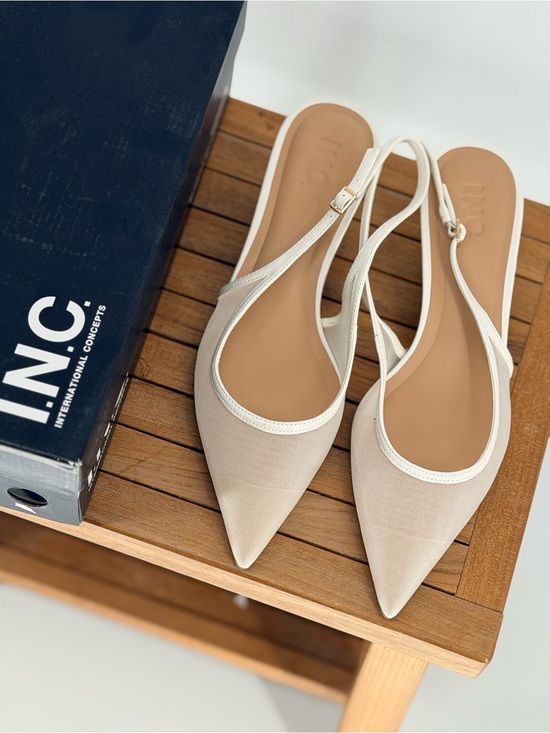 INC International Concepts Shoes - New INC International Concepts Women's Beige Slingback Pointed Flats size 9M